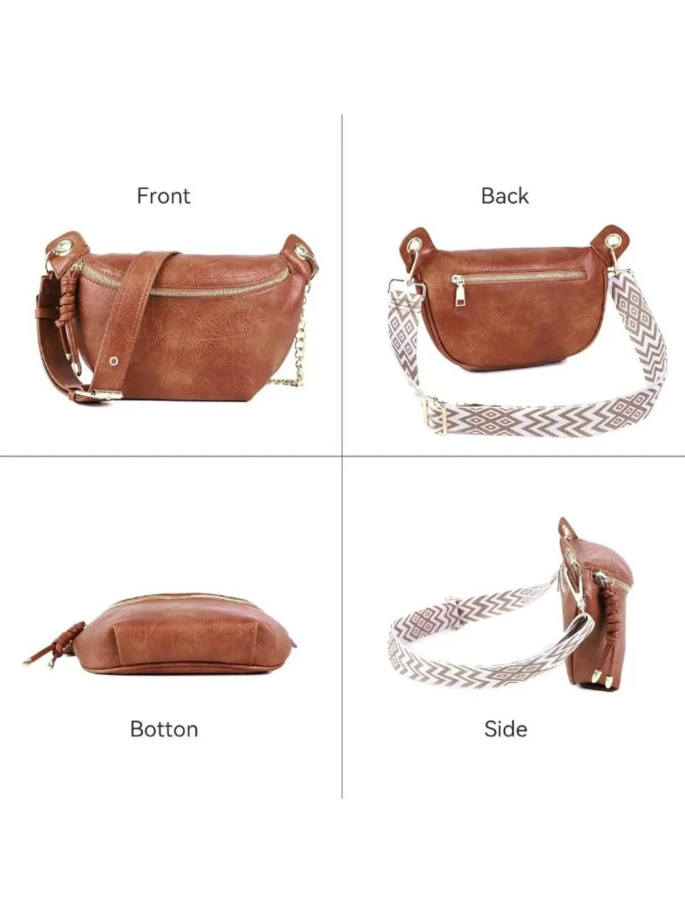 Trendy Women's Fanny Pack Waist Bag - Stylish Crossbody Chest Purse with 2